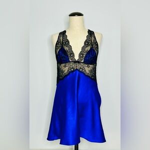 Victoria’s Secret Purple Satin and Black Lace Babydoll Nightie size Small